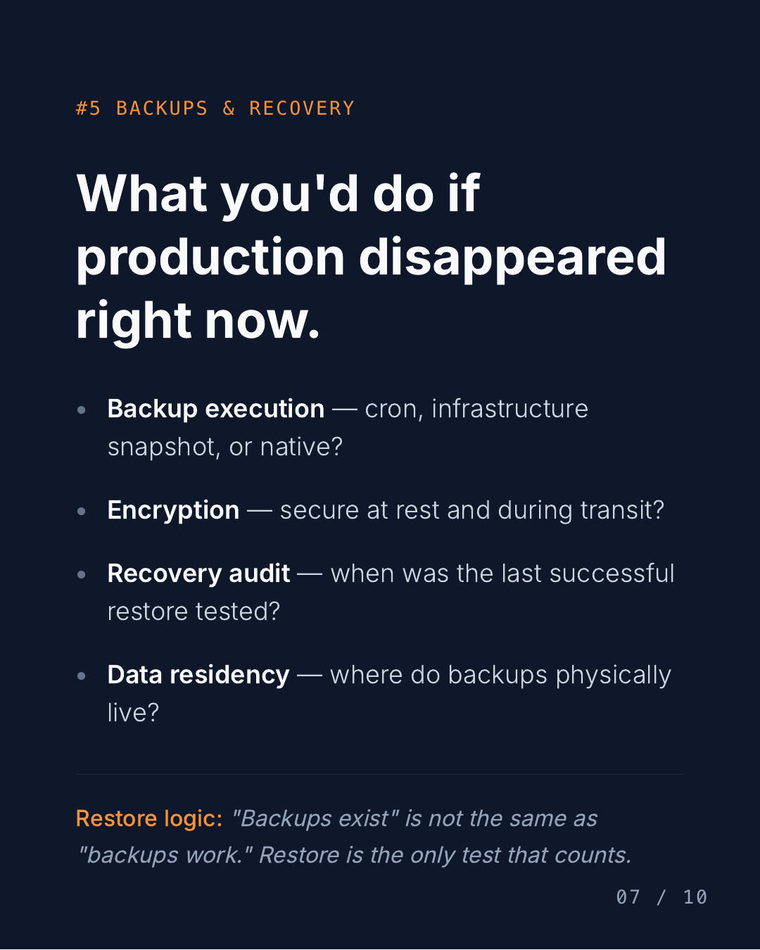 What I look for first when I open a production system — slide 7 of 10