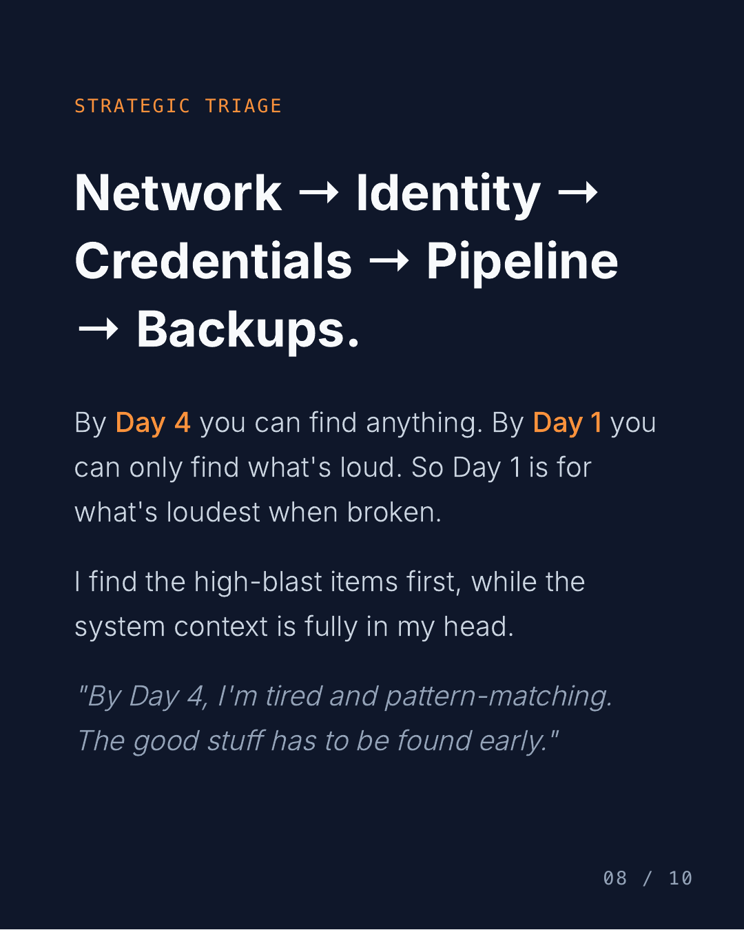 What I look for first when I open a production system — slide 8 of 10